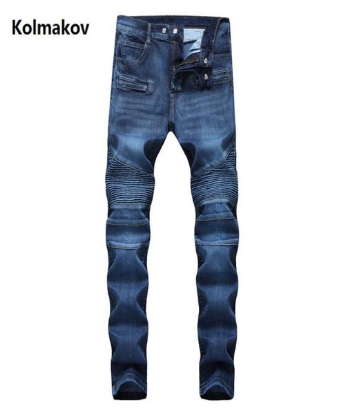 

2019 new arrival casual slim elastic jeans men men039s straight jeans wrinkle men size 28404233644, Blue