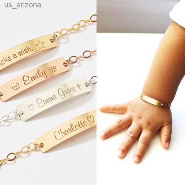 

baby jewelry charm child id custom name bracelets birthday gift stainless steel chain customized nameplate 2022 l230620, Golden;silver