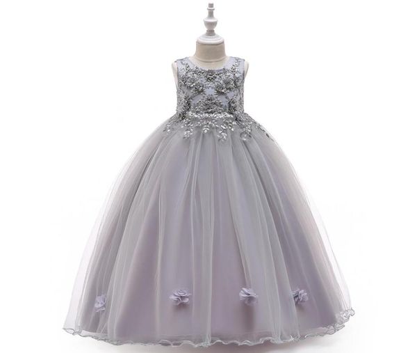 

new collection long dress for children a beaded grey princess dress girls catwalk girls039 pageant dresses ball gown good workm3303980, White;red