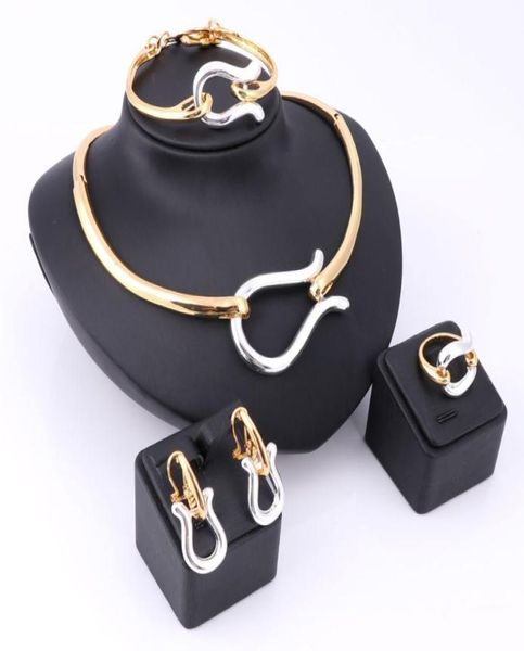 

vintage retro nigerian elegant gold silver plated necklace earrings ring bracelet bridal jewelry sets for women wedding party2449513, Slivery;golden