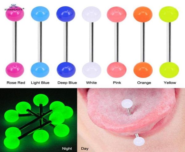

starbeauty 7pcs noctilucent barbell tongue piercing ring acrylic nipple helix langue ear pircing jewelry1 other1512335, Slivery;golden