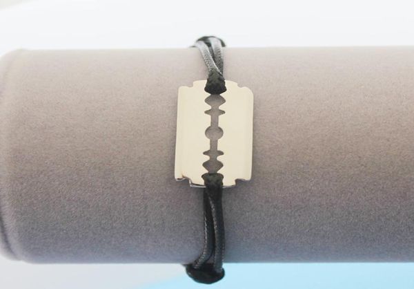 

no 100 925 sterling silver razor dangle with rope chain for men women adjustable bracelet lame de rasoir jewelry6188541