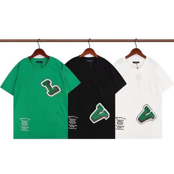 

22ss summer paris mens t-shirts designer tee luxury flocking letter tshirt t shirt classic fashion green womens short sleeve casual cotton t, Black;brown