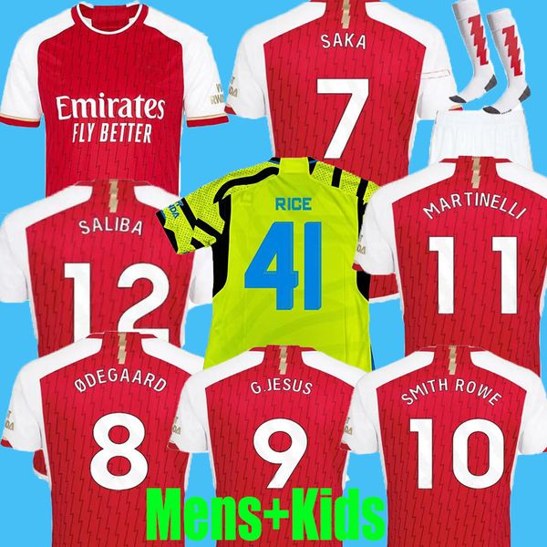 

rice 23 24 g.jesus saka soccer jerseys fans player version smith rowe odegaard trossard martinelli kiwior tomiyasu arsens jersey 2023 2024 f, Black;yellow