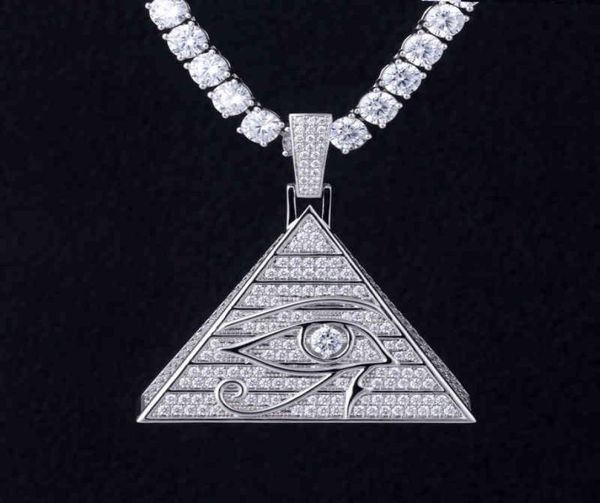 

new horus eye pyramid hip hop necklace pendant egyptian triangle jewelry2659548, Silver