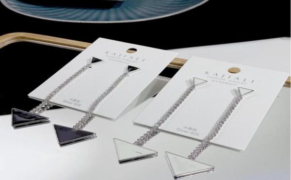 

2021 european and american triangle letter dangle chandelier female 925 silver needle does not fade geometric simple enamel earr2029192