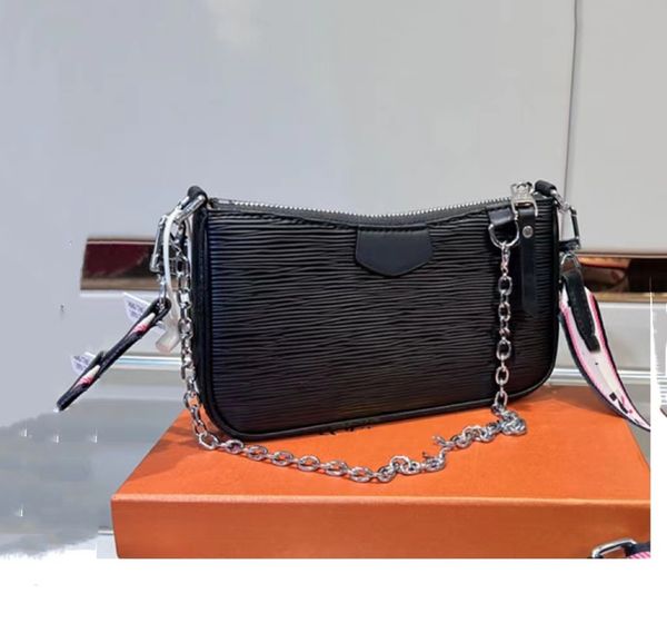 

fashion embossed easy bag wide band bag tote bag women's messenger tote bag chain shoulder crossbody purse water ripple phone bag