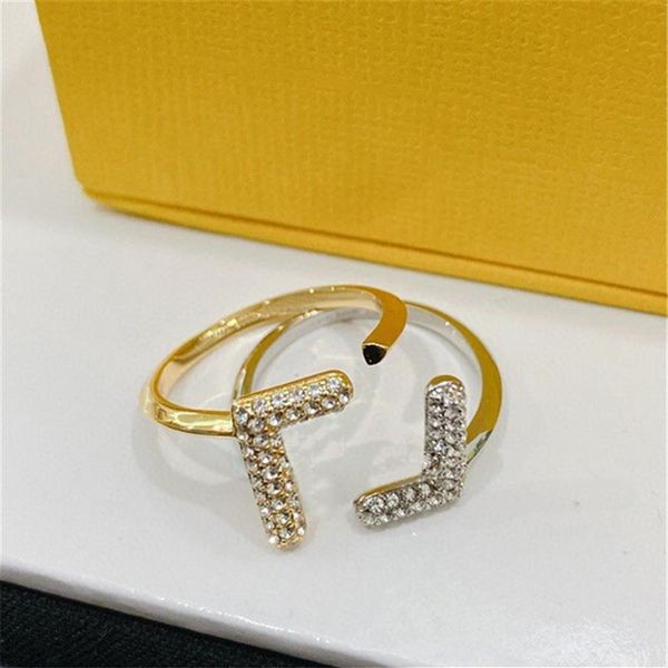 

luxurys designer gold silver brand rings for lady women party wedding lovers gift engagement designer diamond ring fashion jewelry261r, Golden;silver