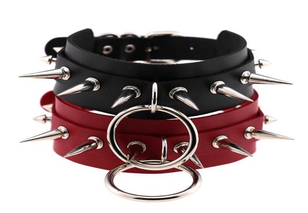 

new style punk spiked rivets choker harajuku collar belt necklace multicolor leather chocker bondage cosplay club party festival j5775088, Golden;silver