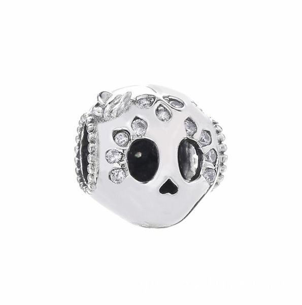 

2019 summer 925 sterling silver sparkling skull charm bead for european jewelry charm bracelets9156604, Black