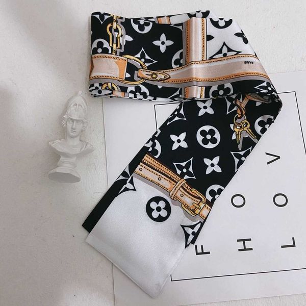 

ouyang nana's same light luxury silk scarf women's accessories hair rope headdress horsetail ribbon hairband fashion, Blue;gray