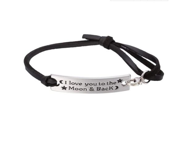 

gx081 personalized design letters of i love you to the moon and back charm leather bracelet inspirational jewelry gift3607190, Golden;silver