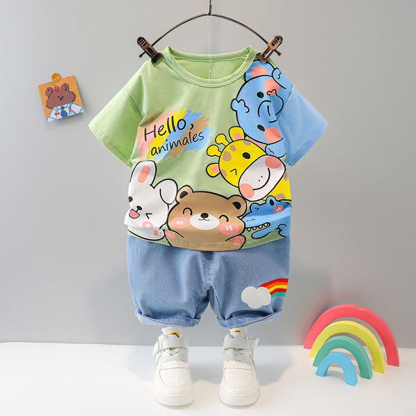 

clothing sets baby clothes for boys kids outfits 1 2 3 4 years cartoon animal cotton t-shirt printed children summer clothes leisure suits 2, White