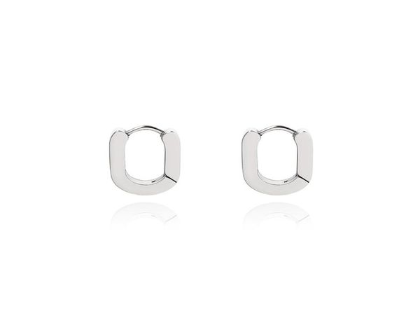 

titanium steel ear cuff does not fade minimalist style bold flat oval ring earrings male and female personality street4914311, Silver