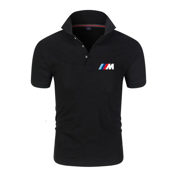 

men's polos men's polo shirt with cotton polo collar and car printed solid color short sleeved shirt casual style busines 230717, White;black