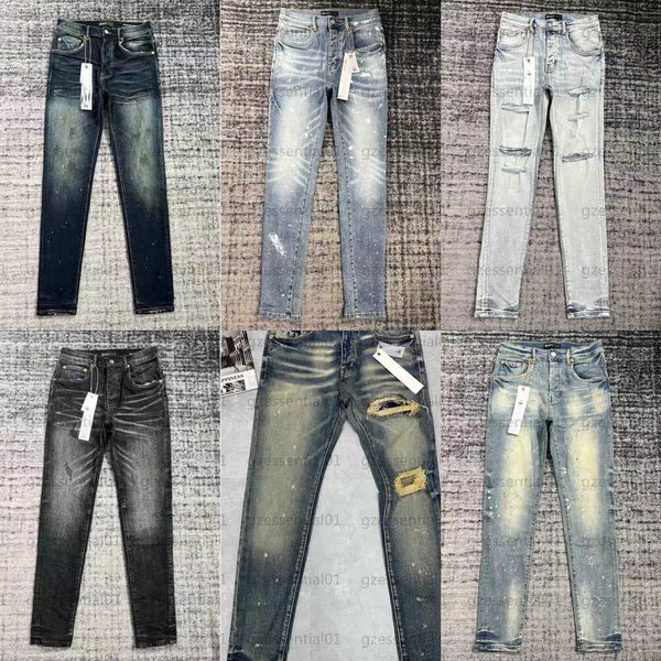 

men jean designer purple jeans denim pant branded clothing stylish and handsome streetwear fine workmanship mid waist slim fit pants mens de, Blue