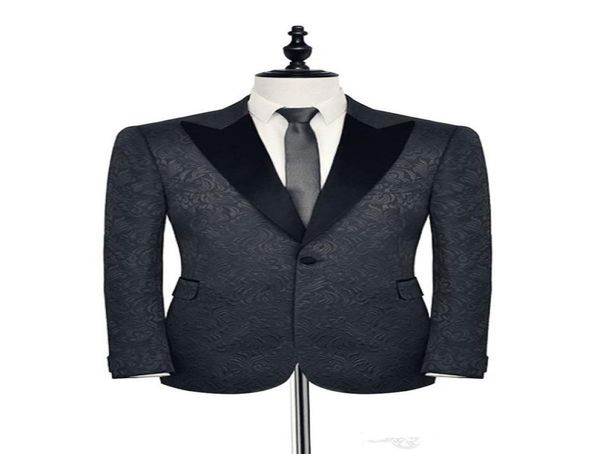 

2020 new and fine embossing groomsmen peak lapel groom tuxedos men suits weddingpromdinner man blazer jacketpantst5440165, Black;gray