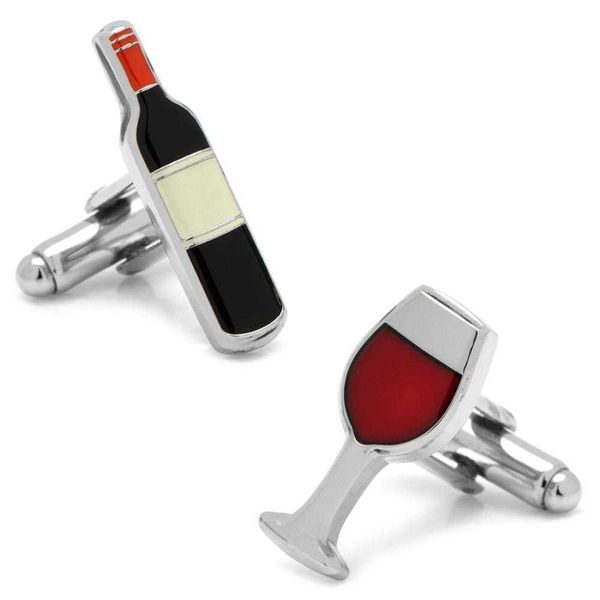 

cuff links igame wine bottle glass cuff links red color quality brass material novelty red wine design hkd230718, Silver