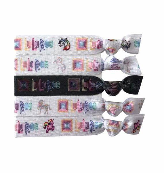 

200pcs lularoe hair tie unicorn print elastic hair band 58quot fold over elastic pony tails holder girls hair band bra1753596, Golden;silver