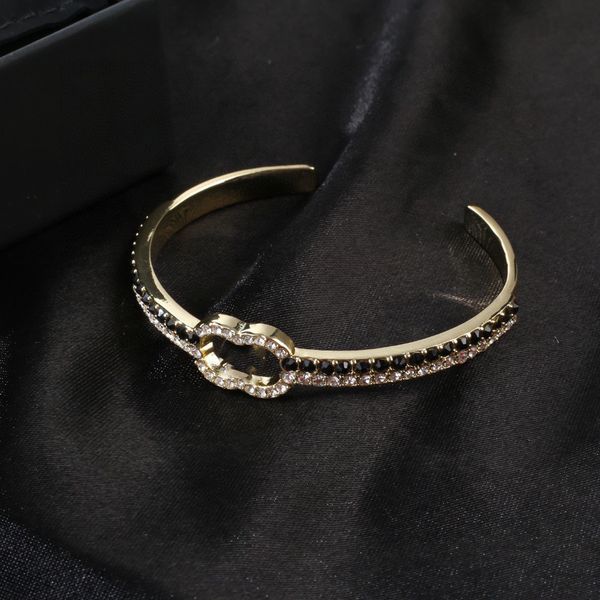 

luxury opening bangle designer women classic jewelry letter ccity woman men gold charm bracelets with box 12, Black