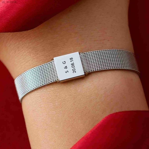 

personalized stainless steel bracelet jewelry custom gift for man and women lovers l230620, Golden;silver