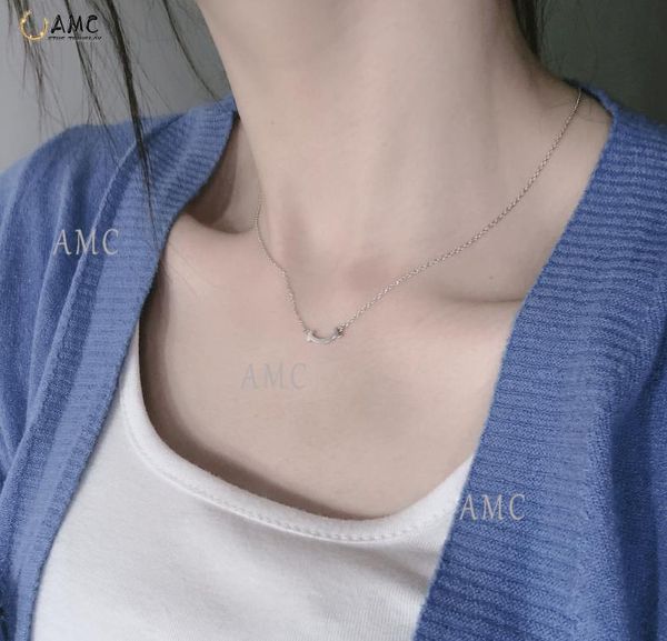 

gift-box amc 925 sterling silver jewelry smile necklace multi style large medium and small size women jewelry wholesale girlfriend gift35490