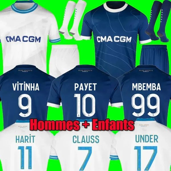 

23 24 marseilles soccer jerseys 2023 2024 alexis payet clauss gerson guendouzi veretout under harit kondogbia mbemba maillot de foot footbal, Black;yellow