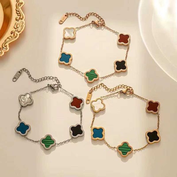 

Fashion bracelet 4Four Leaf Clover Designer Jewelry 18K Gold Bangle bracelet for women men Necklaces Chain elegant jewelery Gift