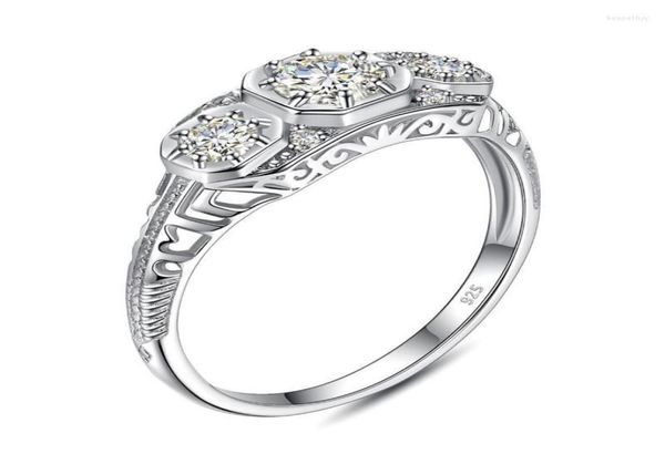 

cluster rings pure 925 silver 3 stone ring mossanite for women with gra certificate wedding engagement bridal handmade jewelry fem5708719, Golden;silver