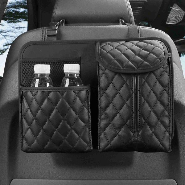 

car tissue box universal car seat back storage organizer bag leather tissue box cup holder bag stowing tidying pocket car accessories interi