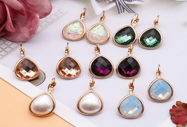 

glass stones colorful teardrop earrings elegant styles party shinnyearrings for women girls pretty gift1123885, Golden;silver