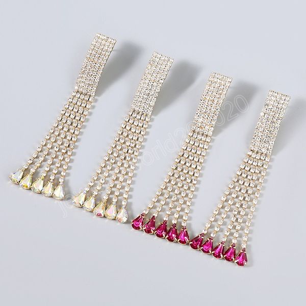 

fashion metal rhinestone tassel earrings women's retro dangle earrings party accessories, Silver
