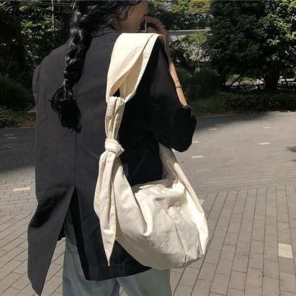 

evening bags shoulder bag canvas hobos tie designer crossbody shopping handbag female solid large capacity underarm elegant daily 230718