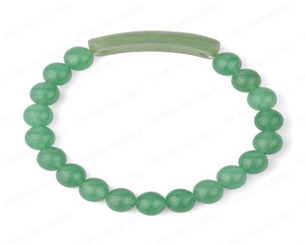 

natural stone strand bracelet for women 8mm healing pink quartz green aventurine rectangle bar simple beaded bracelets7181453, Black