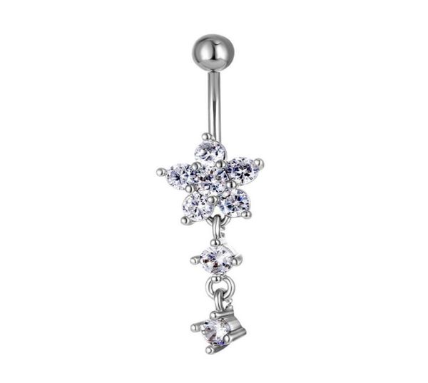 

d0949b zircon clear stone belly navel button ring0123456528782, Silver