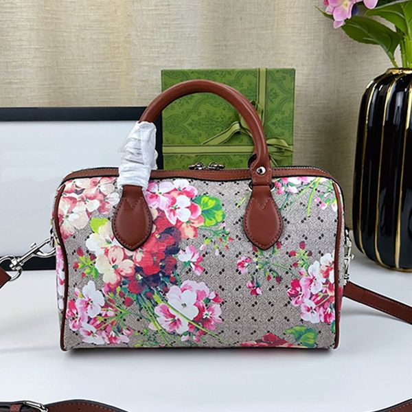

large pillow bag handbag purse women cross body bags classic letter floral pattern printing zipper open genuine leather internal zipper pock