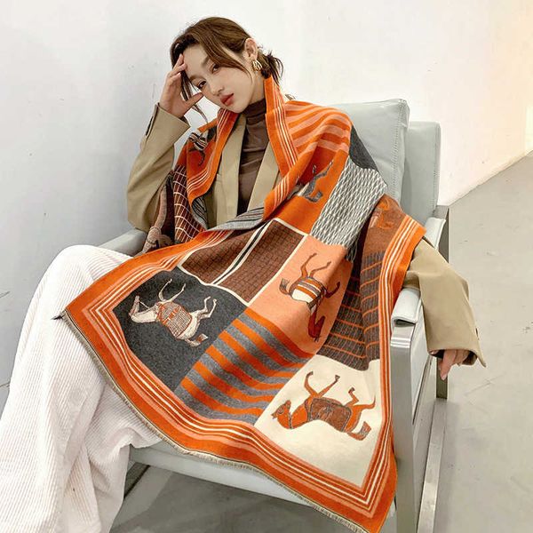 

scarves versatile brand for women in winter a feel. cashmere office air conditioning room shawls are worn with high-end fashion, Blue;gray