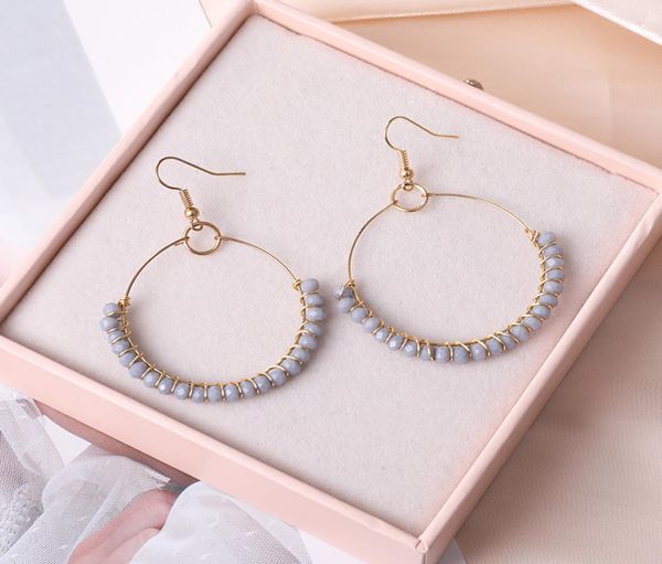 

handmade glass beaded hoop dangle earring for women colorful gold alloy drop earring fashion jewelry gift ps18764988210, Silver