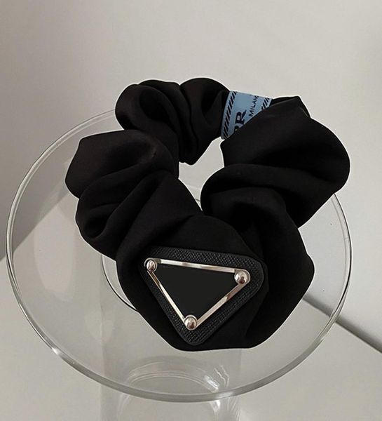 

leather triangle letter scrunchies with label women letters elastic hair ties for gift party 609424, Pink