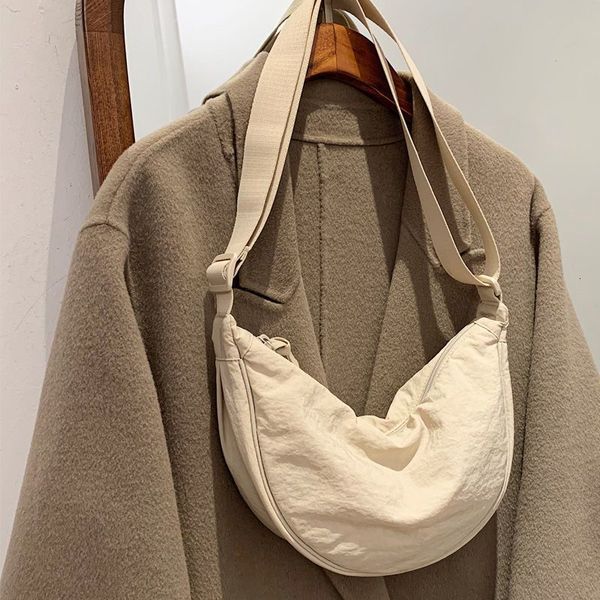 

evening bags simple design women's hobos shoulder bag solid color female nylon messenger portable travel phone pouch zipper handbags 23