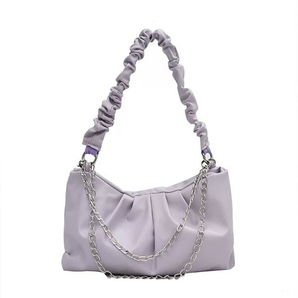 

new fashion cross body fold bag chain cloud bag female korean version of ins texture shoulder bag white style prom wedding dress