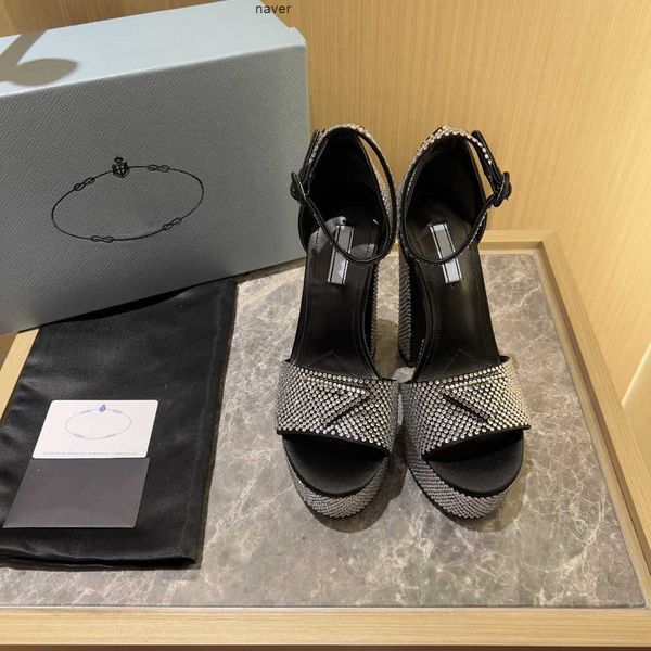 

pradly designer sandals extra heeled platform rhinestone heels designer heels e wedding shoes, Black