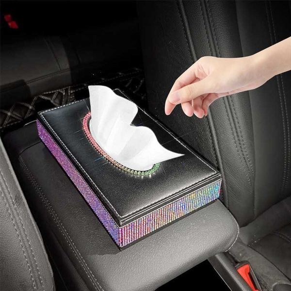 

car tissue box bling square tissue box holder crystal tissue tray car acessories interior car decoration napkins handkerchief box auto suppl