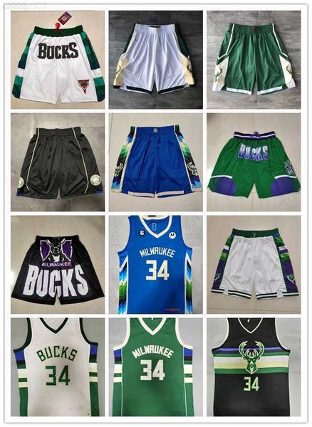 

milwaukee''bucks''shorts mens throwback basketball shorts pocket basketball jersey giannis 34 antetokounmpo khris 22 mid, Black