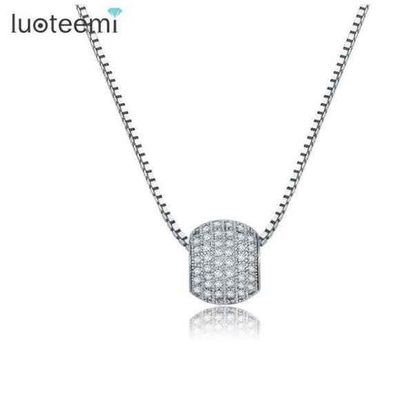 

pendant necklaces luoteemi women fashion white goldcolor scolar vintage full cz paved spinner ball pendants classic jewelr3996212, Silver