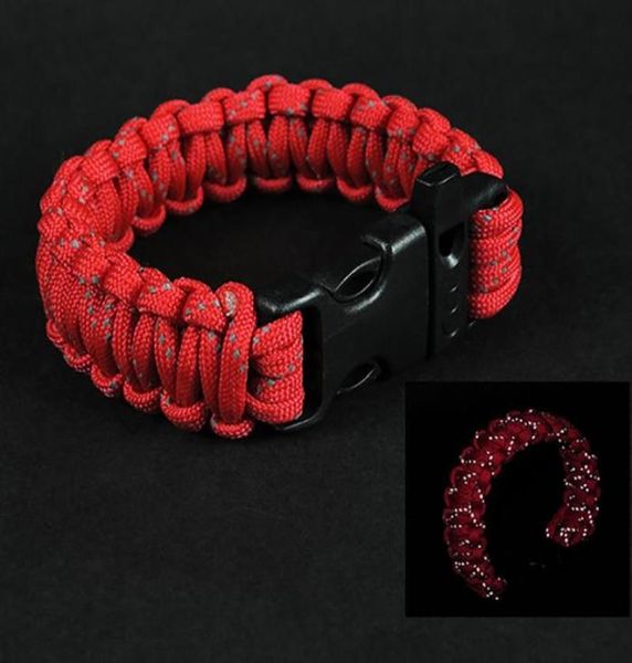 

camping hiking emergency paracord for men women survival parachute rope buckle kit reflective wristbands bangle1199108, Black