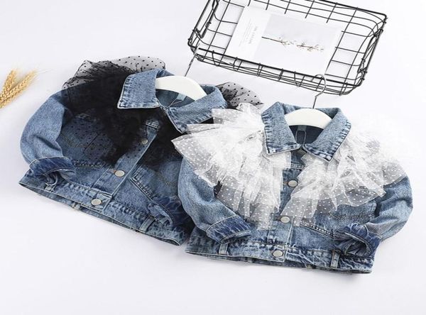 

spring girls denim jacket cardigan coat lace kids jean outwear long sleeve autumn children clothing 2020 new girls clothes 1t5t8611082, Blue;gray