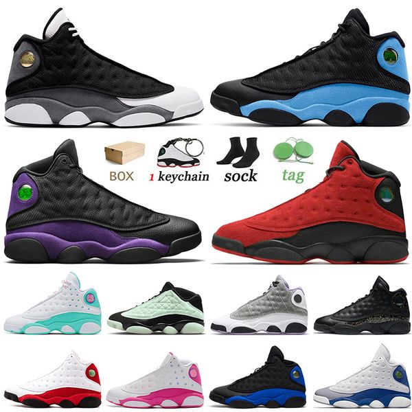 

2023 fashion black flint 13s basketball shoes women mens jumpman 13 playground del sol reverse bred court purple university blue he got game