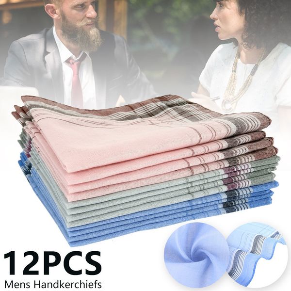 

handkerchiefs 12pcslot square multicolor plaid stripe men women pocket for wedding party business chest towel handkerchiefs scarves 38*38cm, Blue;white