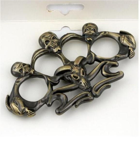 

new skull brass knuckles holy spiritus mundus named iron dusters fist window breaker finger ring3537006